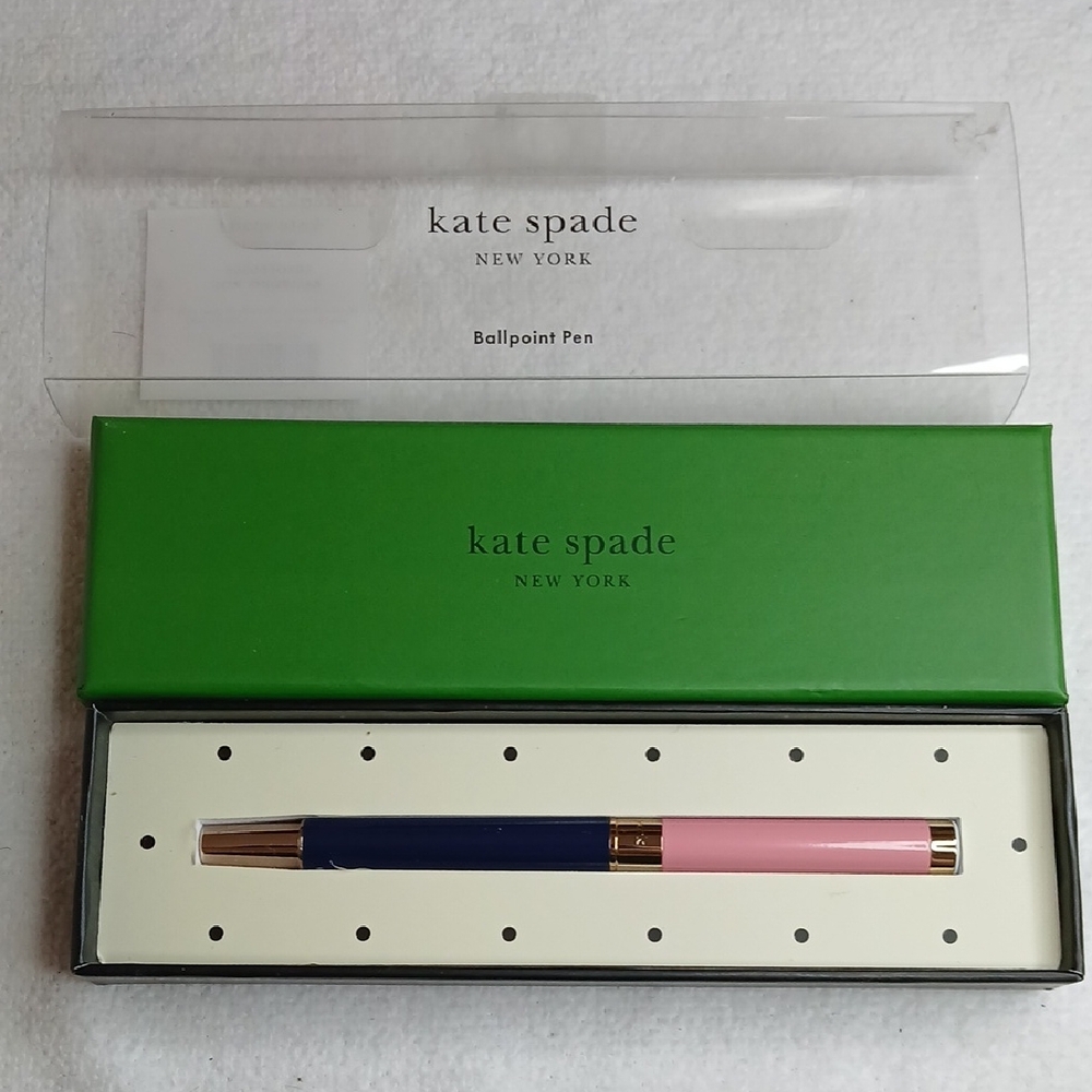 Kate Spade Colorblock Pink and Navy Pen with Gold Accents